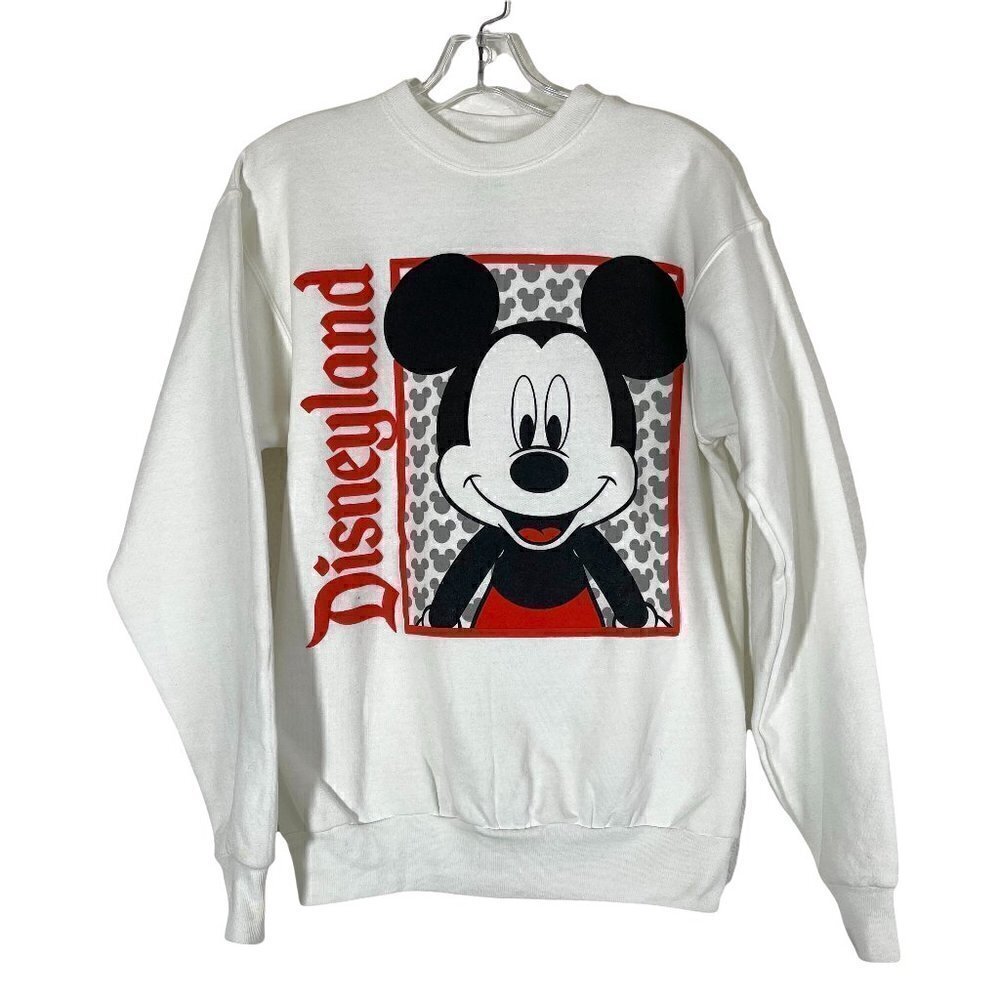 Disney Sweatshirt Mickey Mouse White Black Red Small